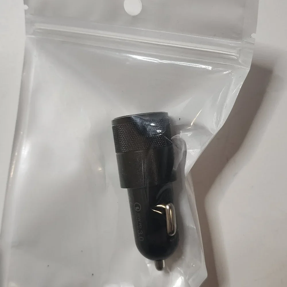 Black 2 Port PD USB-C Fast Charging Car Charger Adapter For iPhone & Samsung